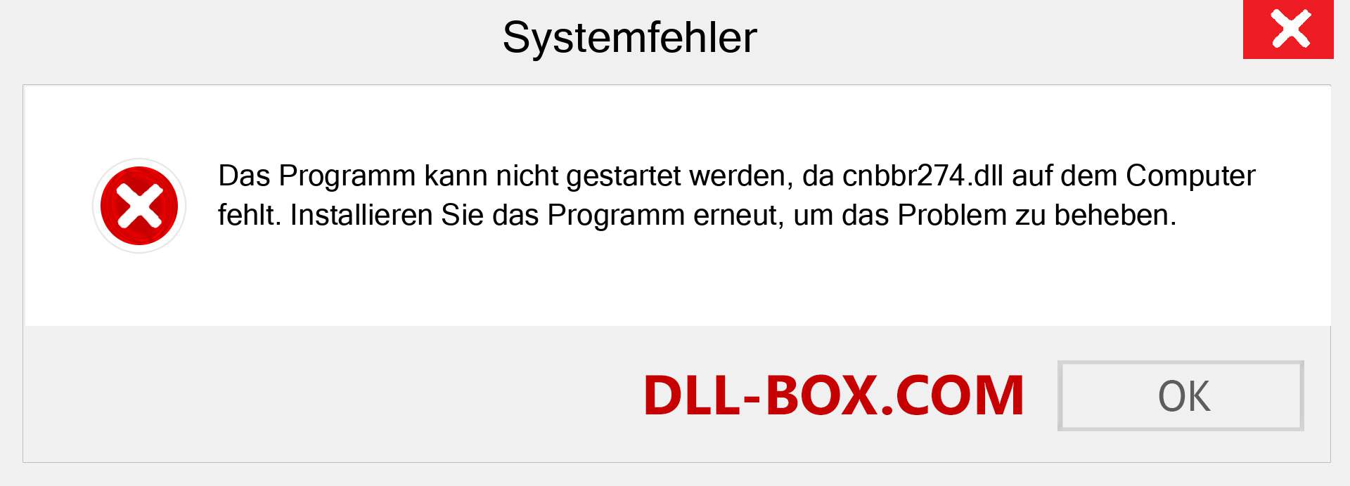 cnbbr274.dll-Datei fehlt?. Download für Windows 7, 8, 10 - Fix cnbbr274 dll Missing Error unter Windows, Fotos, Bildern